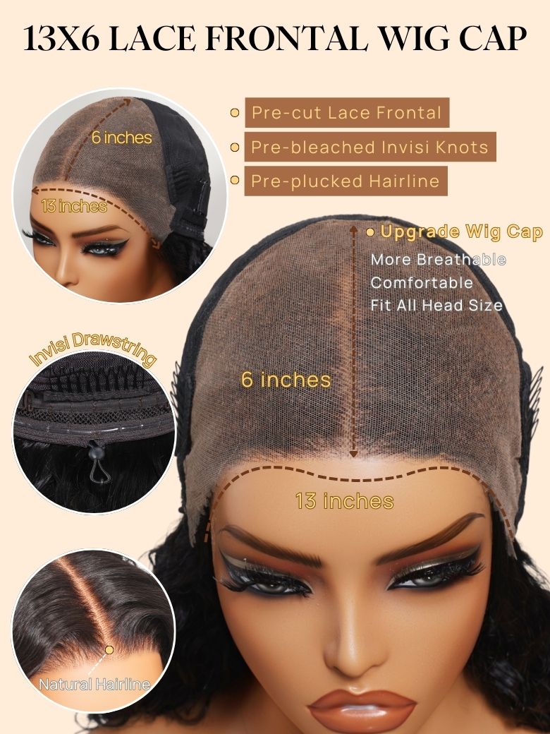 Nadula 7x5 No Slip Glueless Wig Invisible Knots 13x4 and 13x6 Water Wave HD Lace Frontal Wig Put On and Go