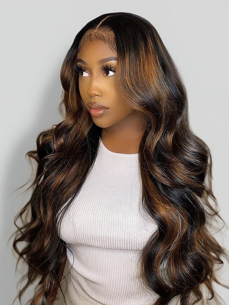 Nadula Highlight Balayage Body Wave Glueless V Part Wig 150%