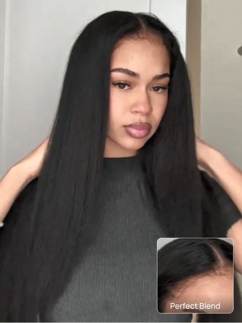 Nadula New V Part Yaki Straight Glueless Human Hair Wigs