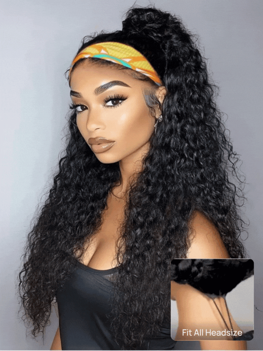 Nadula Water Wave Wigs With Headband 100% Virgin Hair Long