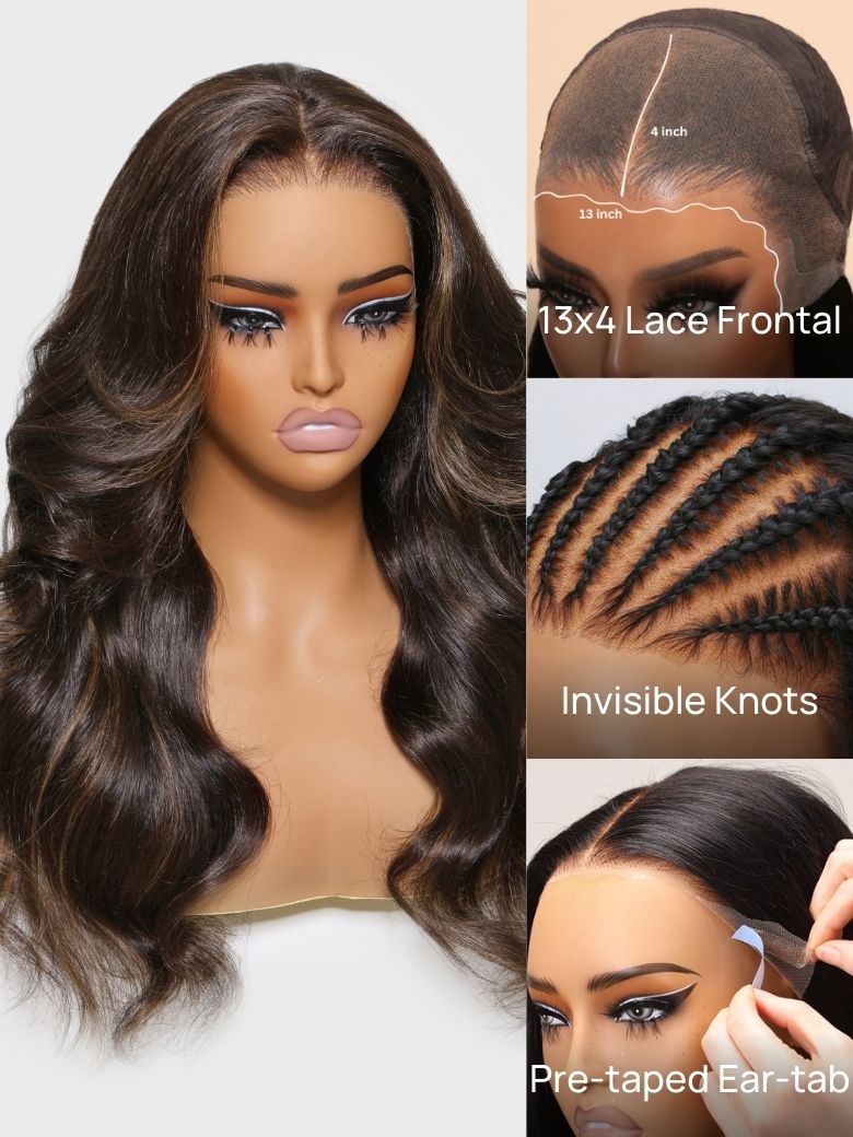 Nadula Mocha Brown Highlight Wig 13x4 Pre-everything Loose Body Wave