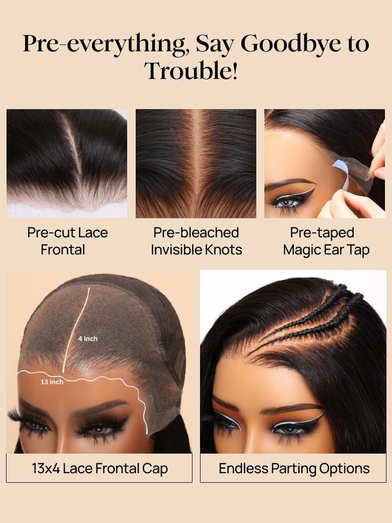 Nadula Pre everything? 13x4 Transparent Lace Frontal Wig Loose Deep Wave Put on and Go Human Hair Wigs