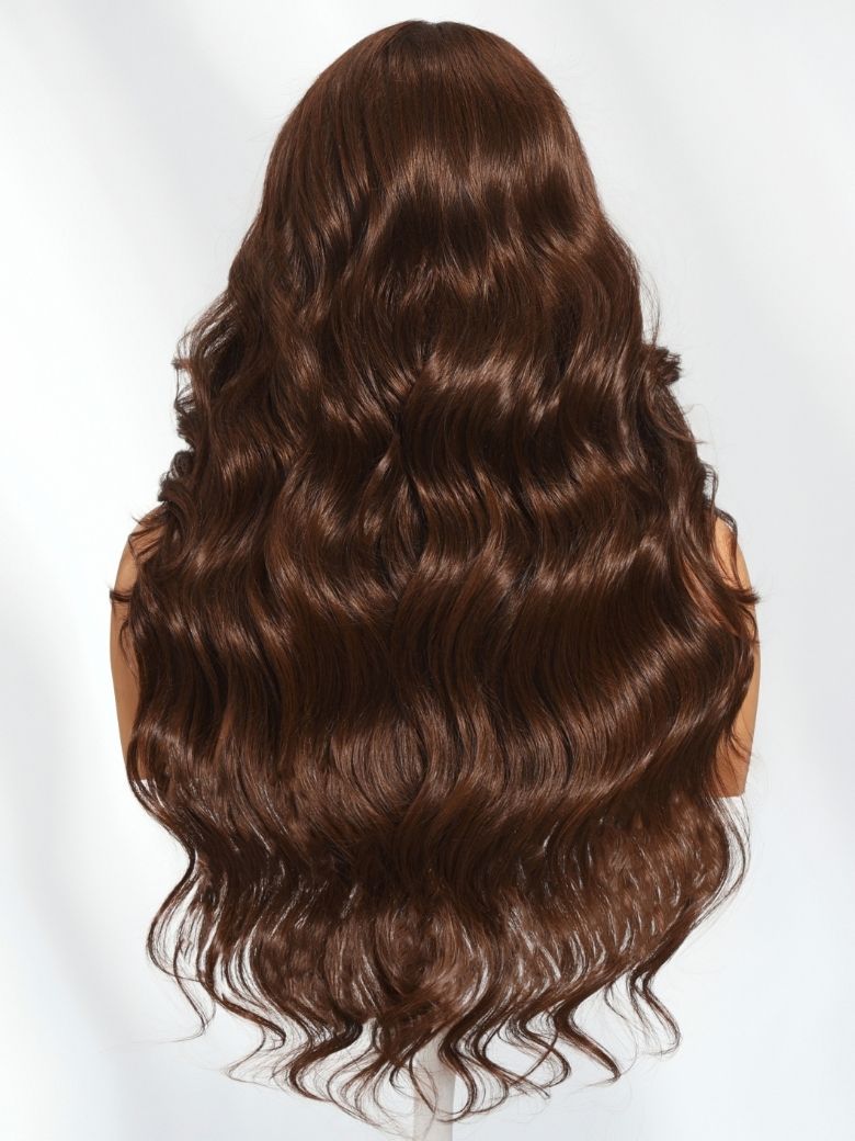 Nadula 13x4 Pre everything? Medium Chocolate Brown With Curtain Bangs Ear To Ear Lace Put on and Go Wig with Invisi Drawstring