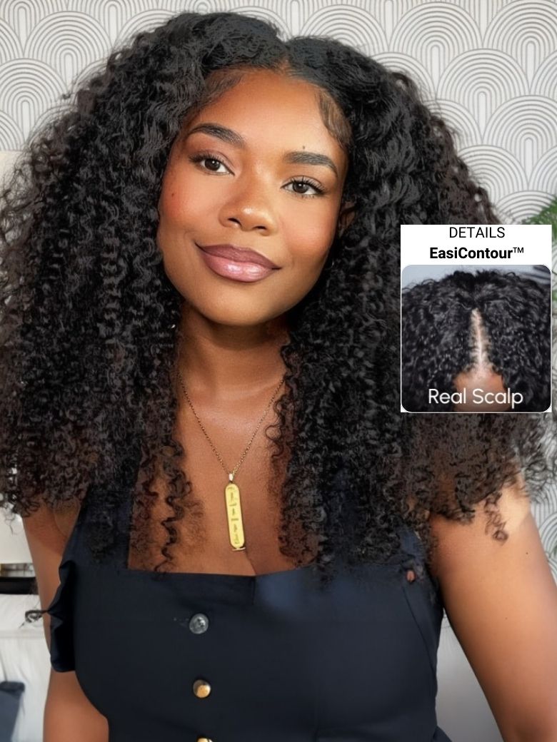 Nadula New V Part Kinky Curly Wig Tied & EasiContour