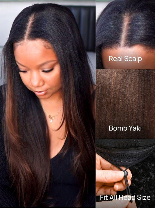 Nadula Lifesaver EasiContour™ V Part Curly and Yaki Straight Chestnut