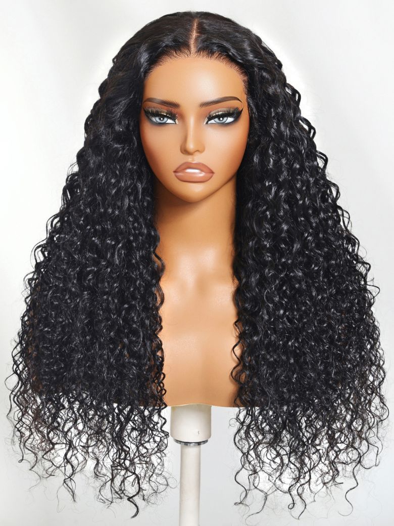 Nadula Pre everything? 13x4 Transparent Lace Mixed Curls Water Wave & Jerry Curly Fluffy Wig Put on and Go Human Hair Wigs