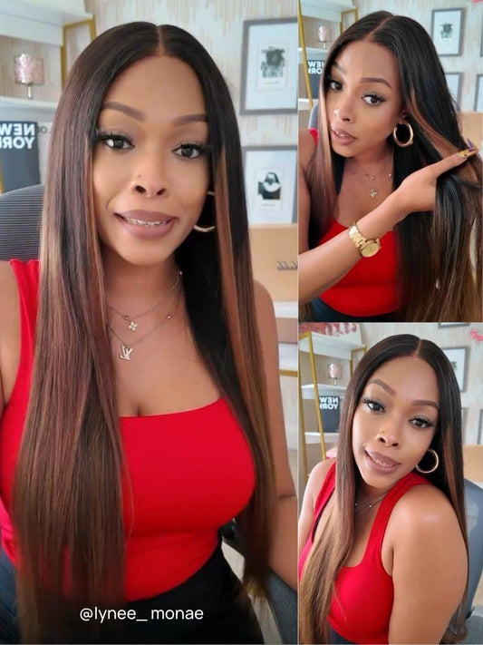 Nadula 7x5 Chestnut Brown Ombre Yaki Straight Put On and