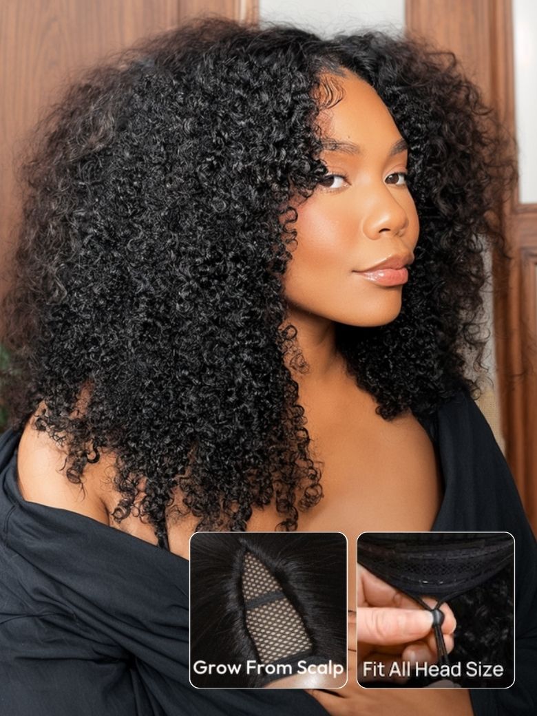 Nadula New V Part Kinky Curly Wig Tied & EasiContour
