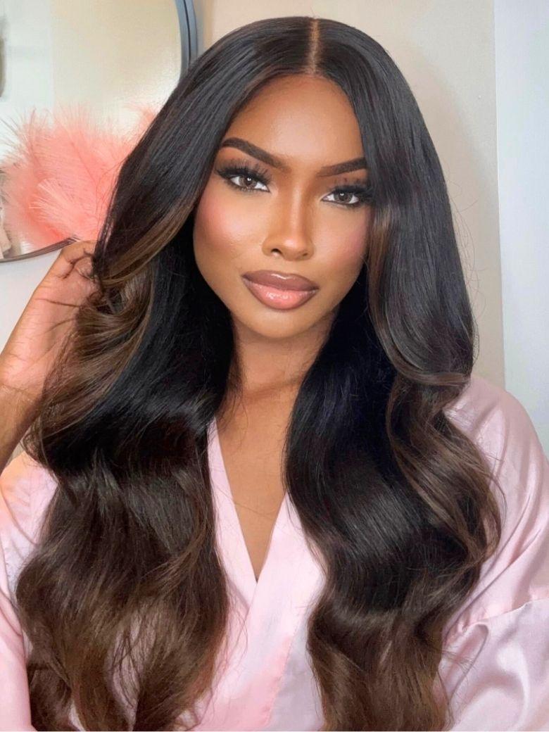 Nadula 7x5 Chestnut Brown Ombre Yaki Straight Put On and