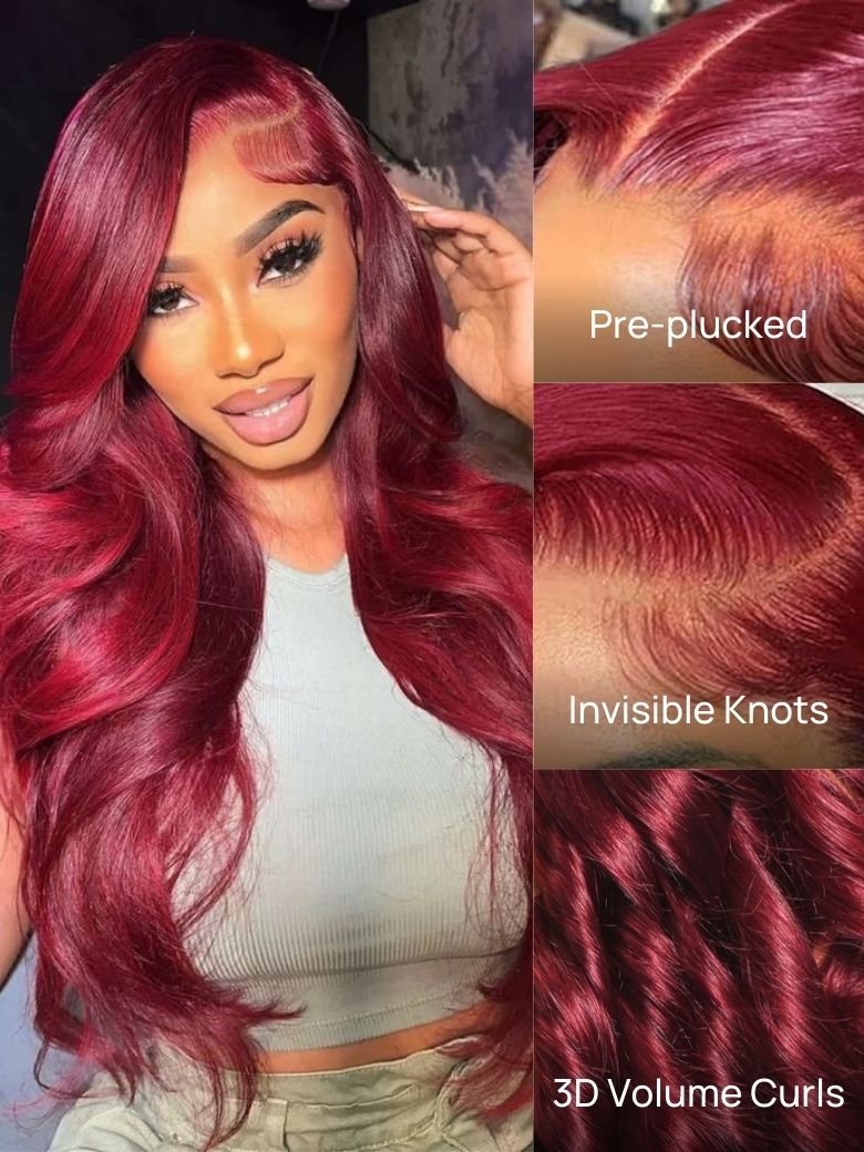 Nadula 13x4 Burgundy Body Wave Lace Frontal Wig Pre everything