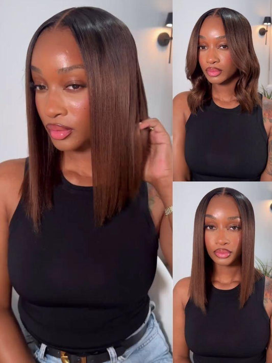 Nadula Bye Bye Knots Yaki Straight Bob Wig Chestnut Brown