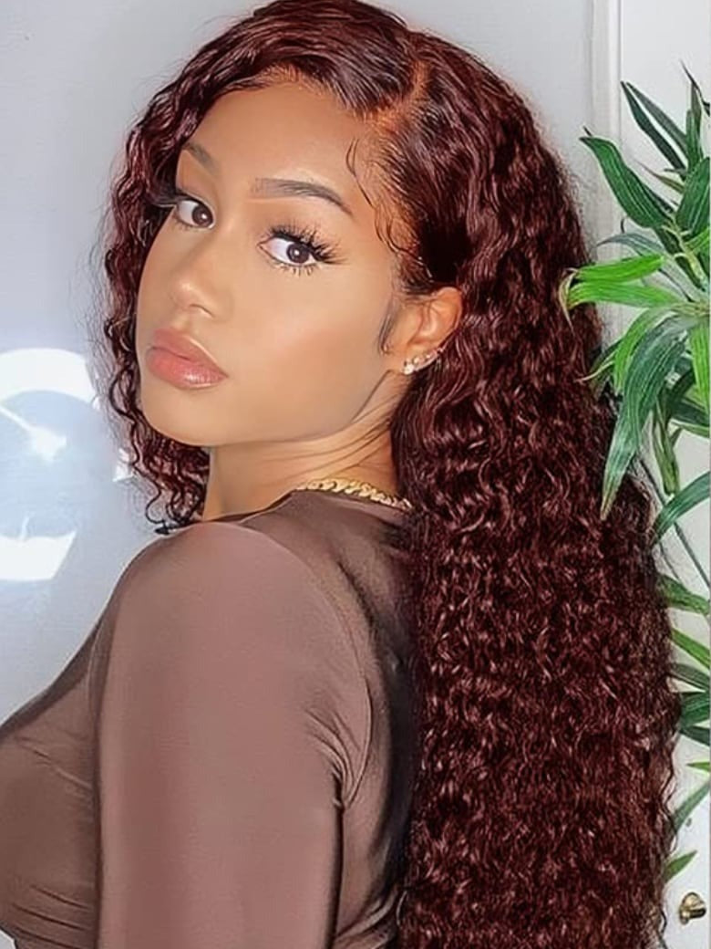 Nadula Jerry Curly Reddish Brown Lace Wig 7x5 Bye Bye