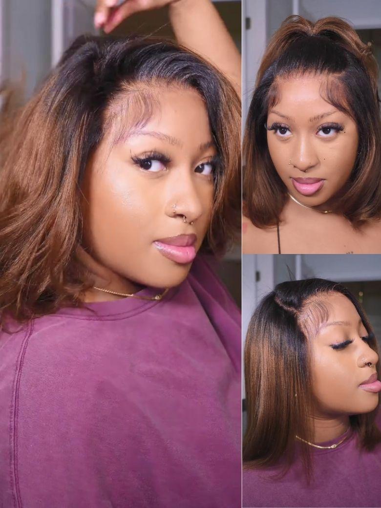 Nadula 7x5 and 13x4 Chestnut Brown Ombre Yaki Straight Bob