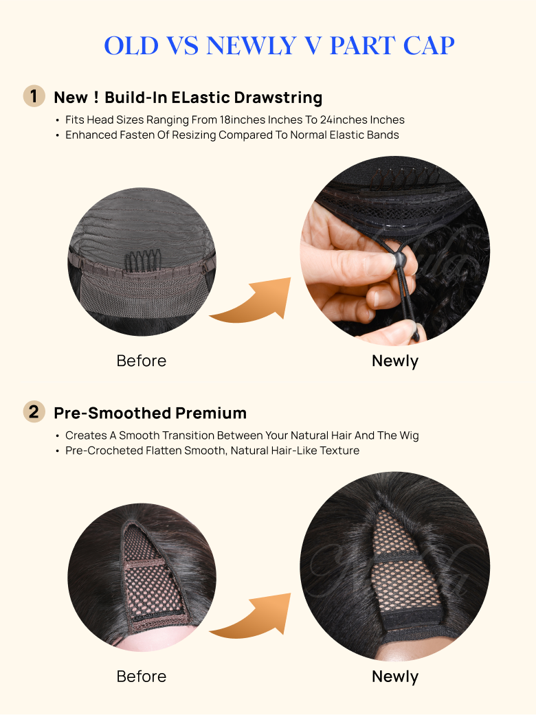 Nadula New V Part Kinky Curly Wig Tied & EasiContour