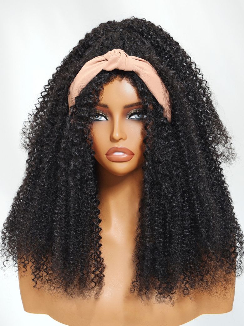 Nadula Afro Curly Blend & Secure Half Wig 4C Kinky Curly Human Hair 3/4 Half Wig Beginner Friendly