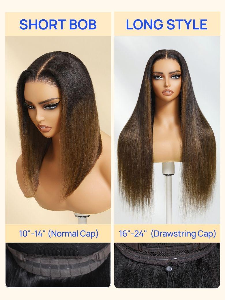 Nadula 7x5 Chestnut Brown Ombre Yaki Straight Put On and