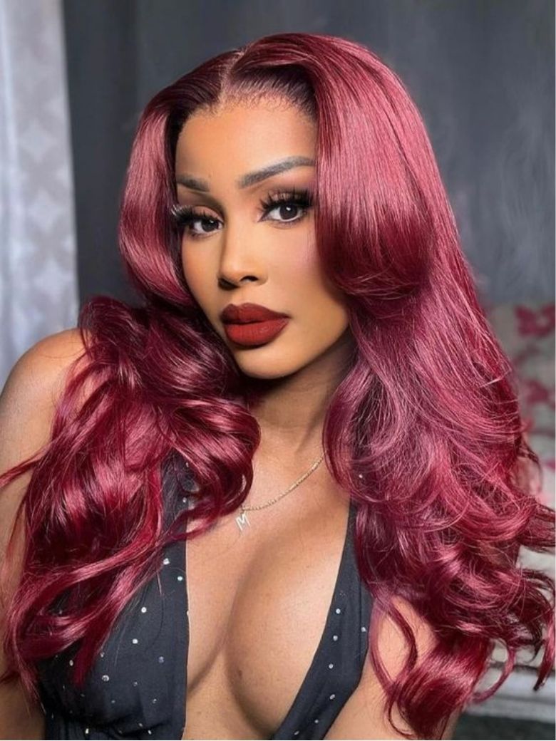 Nadula 13x4 Burgundy Body Wave Lace Frontal Wig Pre everything