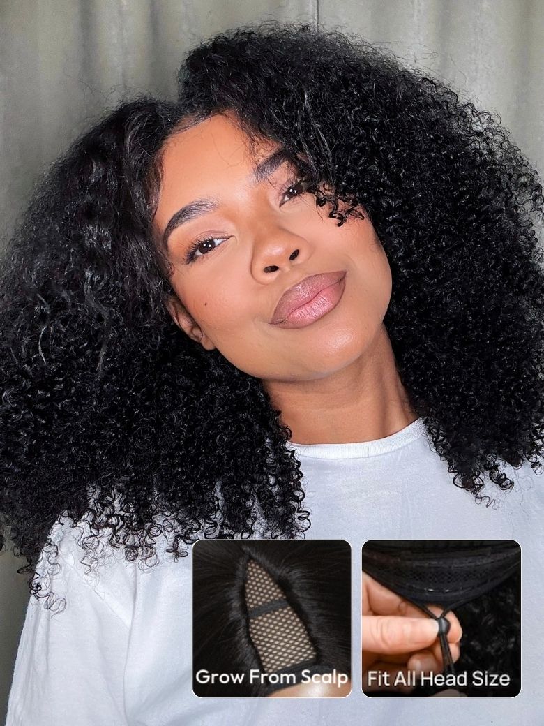 Nadula New V Part Kinky Curly Wig Tied & EasiContour