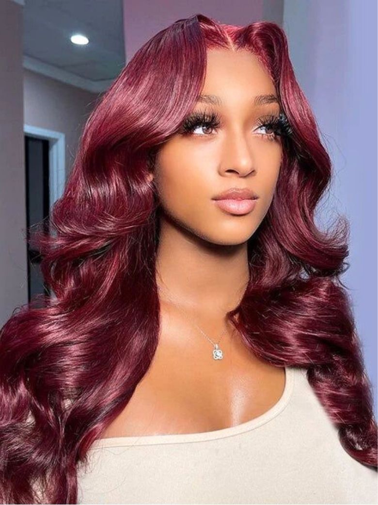 Nadula 13x4 Burgundy Body Wave Lace Frontal Wig Pre everything