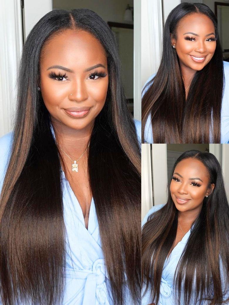 Nadula Lifesaver EasiContour™ V Part Yaki Straight Chestnut Brown Ombre