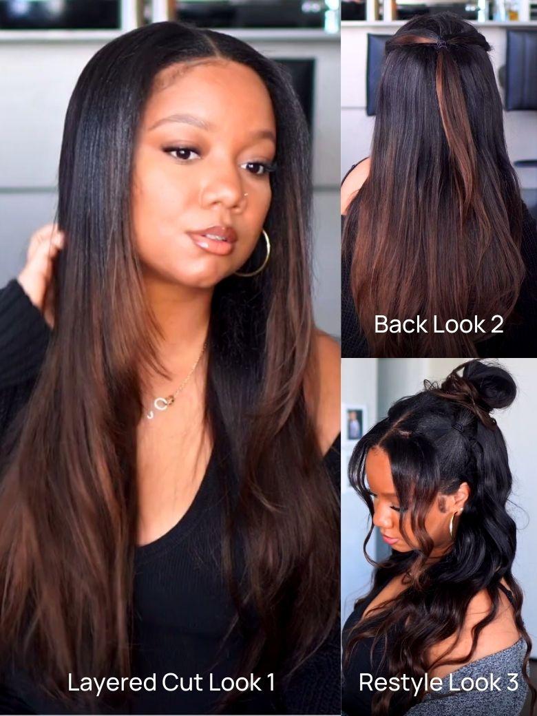 Nadula Lifesaver EasiContour™ V Part Yaki Straight Chestnut Brown Ombre
