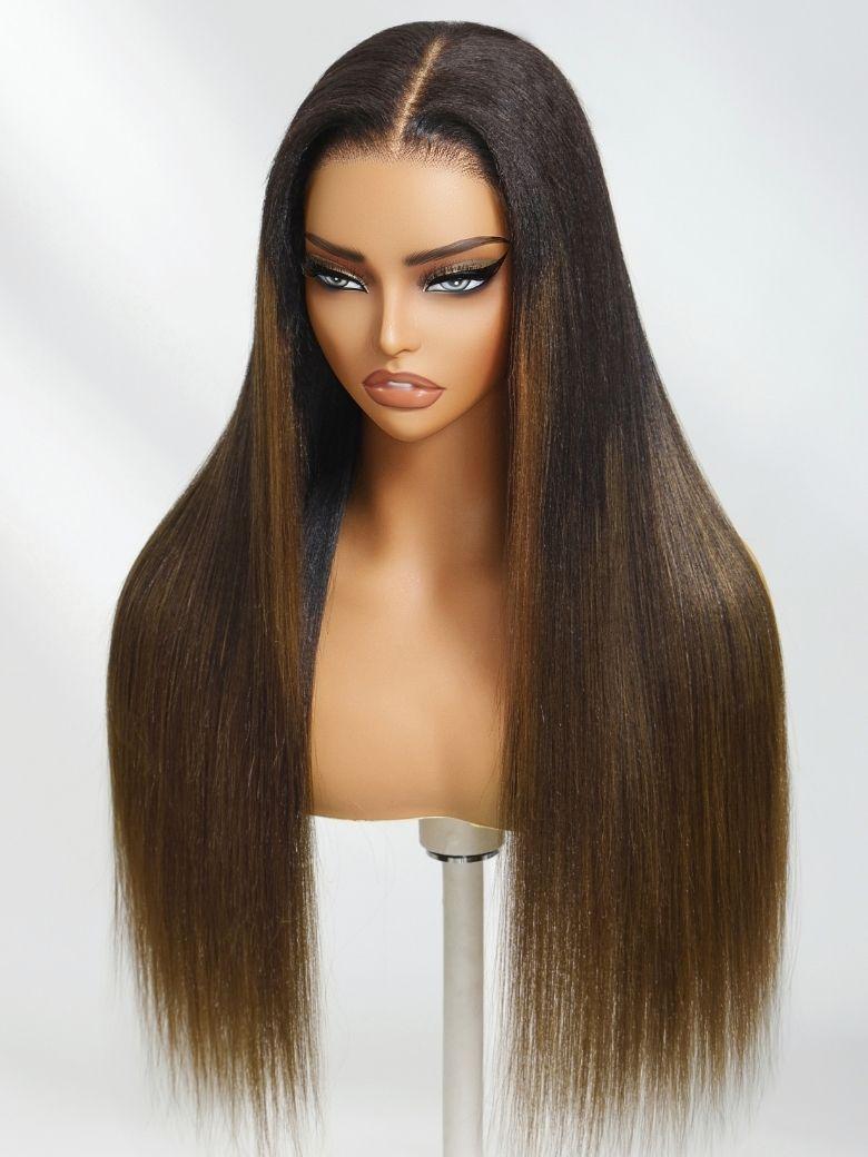Nadula 7x5 Chestnut Brown Ombre Yaki Straight Put On and