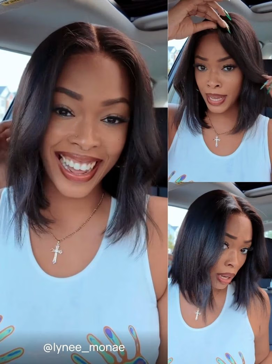 Nadula Bye Bye Knots Yaki Straight Bob Wig 7x5 Pre-Bleached Natural Looking Glueless Wig with Invisi Drawstring