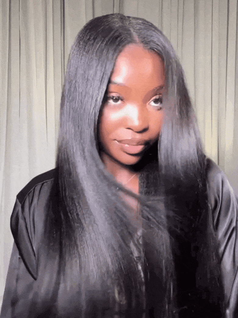 Nadula New V Part Yaki Straight Glueless Human Hair Wigs