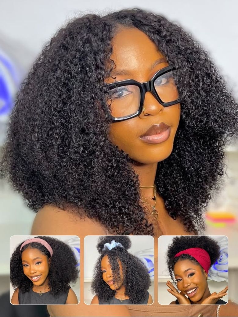 Nadula New V Part Kinky Curly Wig Tied & EasiContour