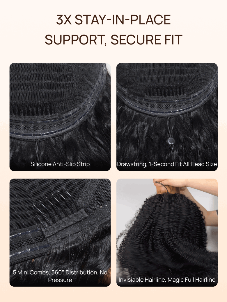 Nadula Afro Curly 2x4 Minimal Real-Part Lace 3/4 Half Wig