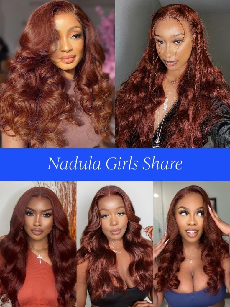 Nadula 13x4 Red-Brown With Orangey Highlights Wig Long Wavy With
