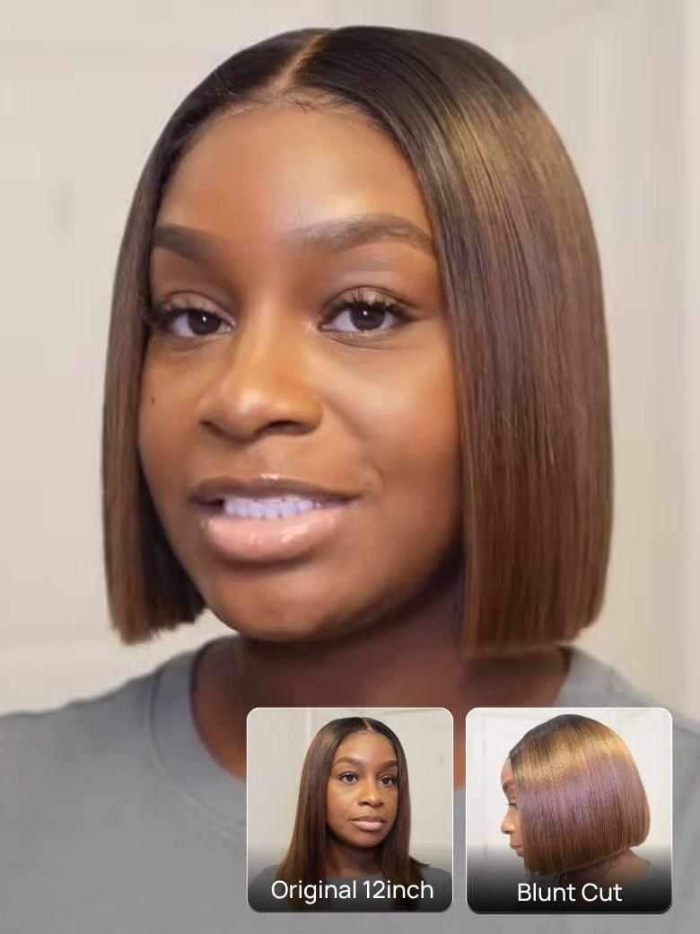 Nadula Bye Bye Knots Yaki Straight Bob Wig Chestnut Brown