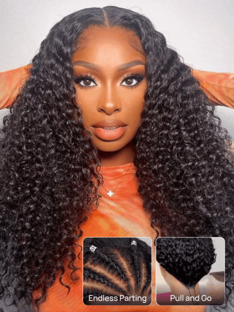 Nadula Pre everything? 13x4 Transparent Lace Mixed Curls Water Wave