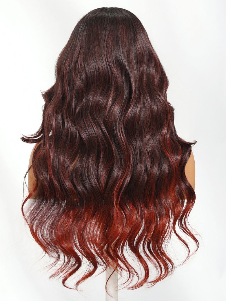 Nadula 13x4 Red-Brown With Orangey Highlights Wig Long Wavy With
