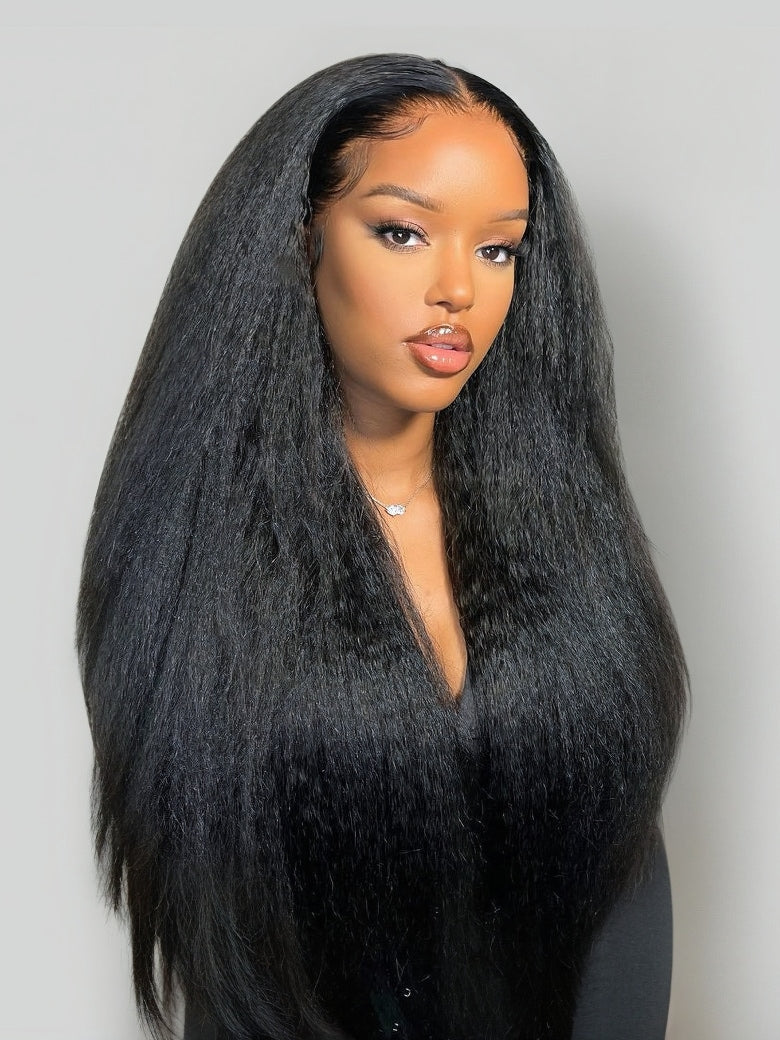Nadula New V Part Yaki Straight Glueless Human Hair Wigs