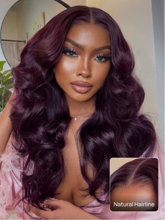 Nadula 7x5 and 13x4 Burgundy Plum Layer Cut Straight Lace