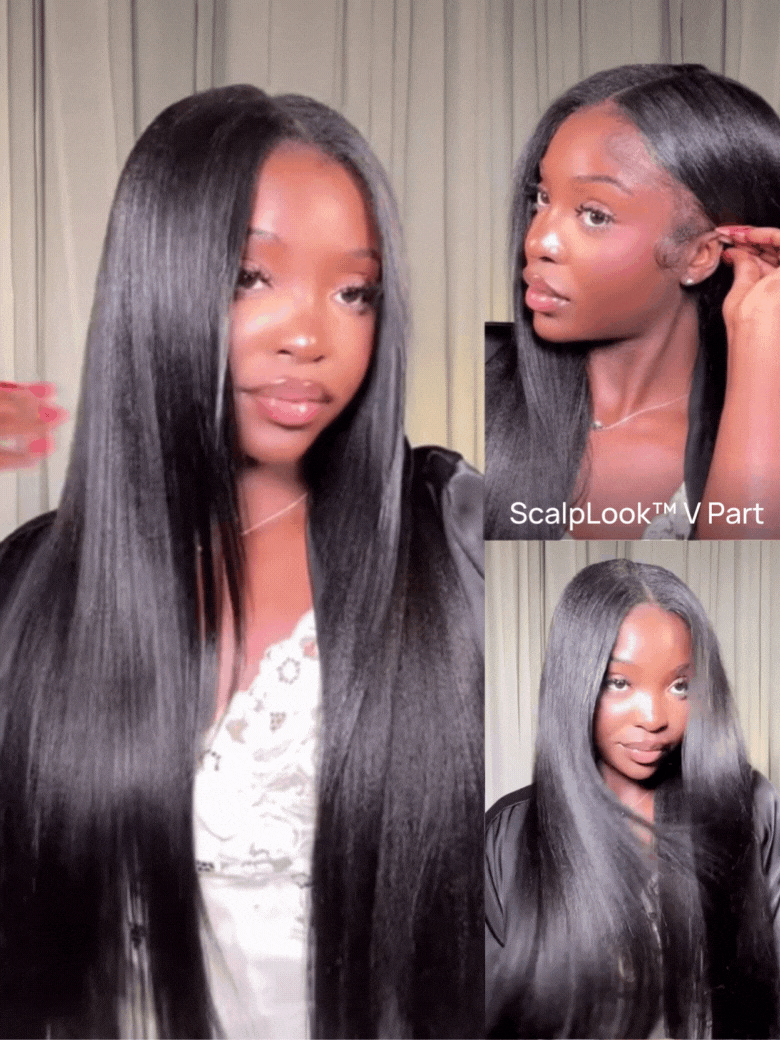 Nadula New V Part Yaki Straight Glueless Human Hair Wigs