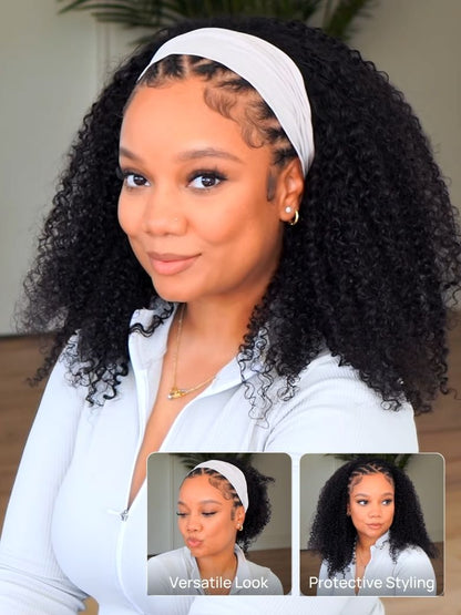 Nadula Afro Curly Blend & Secure Half Wig Put On