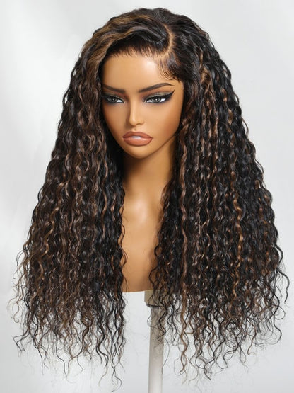 Nadula 7x5 Golden Brown Highlight Wig Water Wave Bye Bye