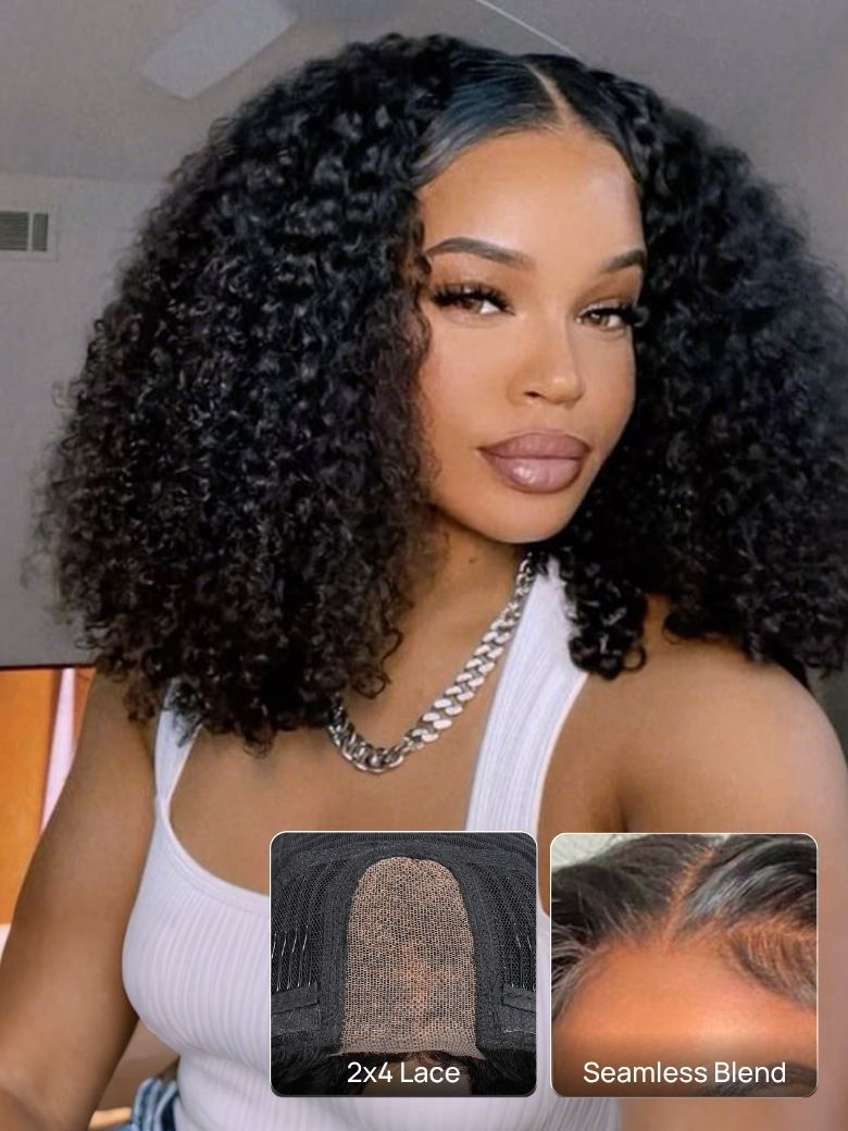 Nadula Afro Curly Flip Over 3/4 Half Wig Blend &