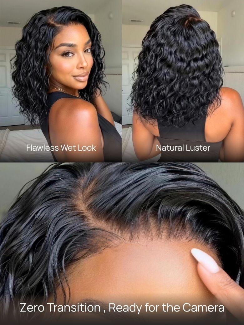 Nadula Ready to Wear Short Water Wave Bob Wig