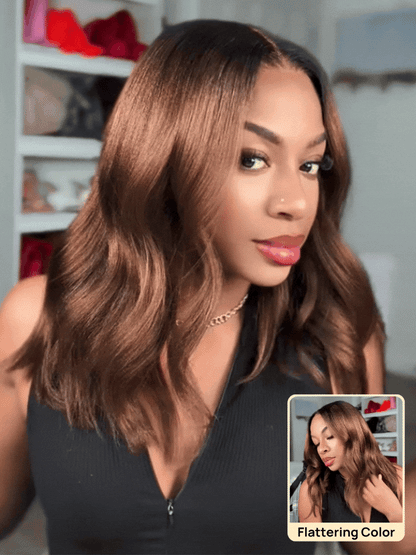 Nadula 7x5 Chestnut Brown Ombre Yaki Straight Put On and