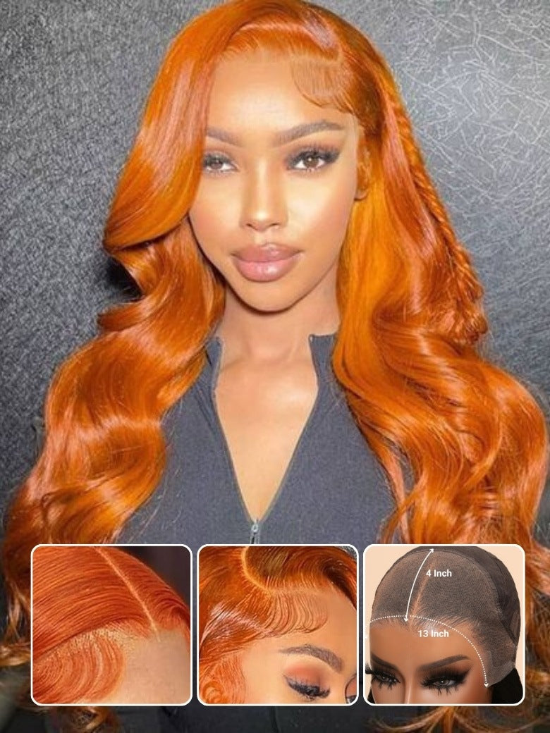 Nadula 13x4 Pre-everything Lace Front Orange Ginger Colored Body Wave
