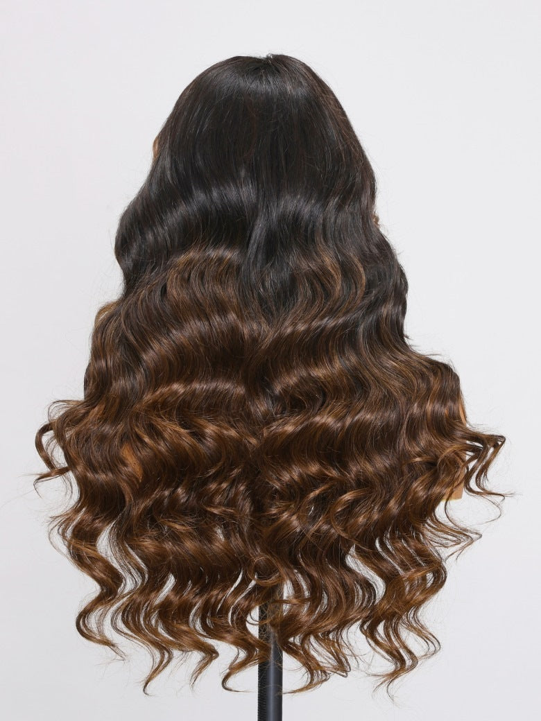 Nadula 7x5 Invisible Knots Loose Body Wave Black to Chestnut