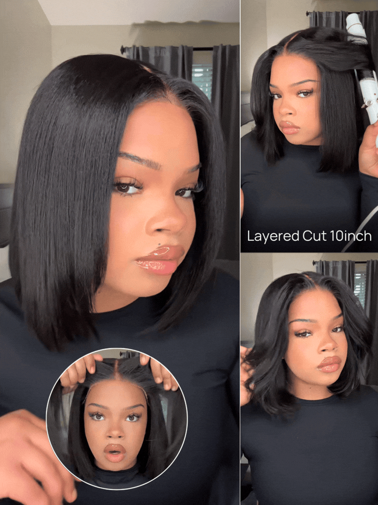 Nadula Bye Bye Knots Yaki Straight Bob Wig 7x5 Pre-Bleached