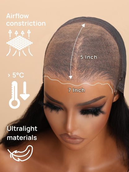 Nadula 7x5 Bye Bye Knots Loose Body Wave Lace Closure Wig Dark Brown Wig with Face-Framing Highlights Pre sale