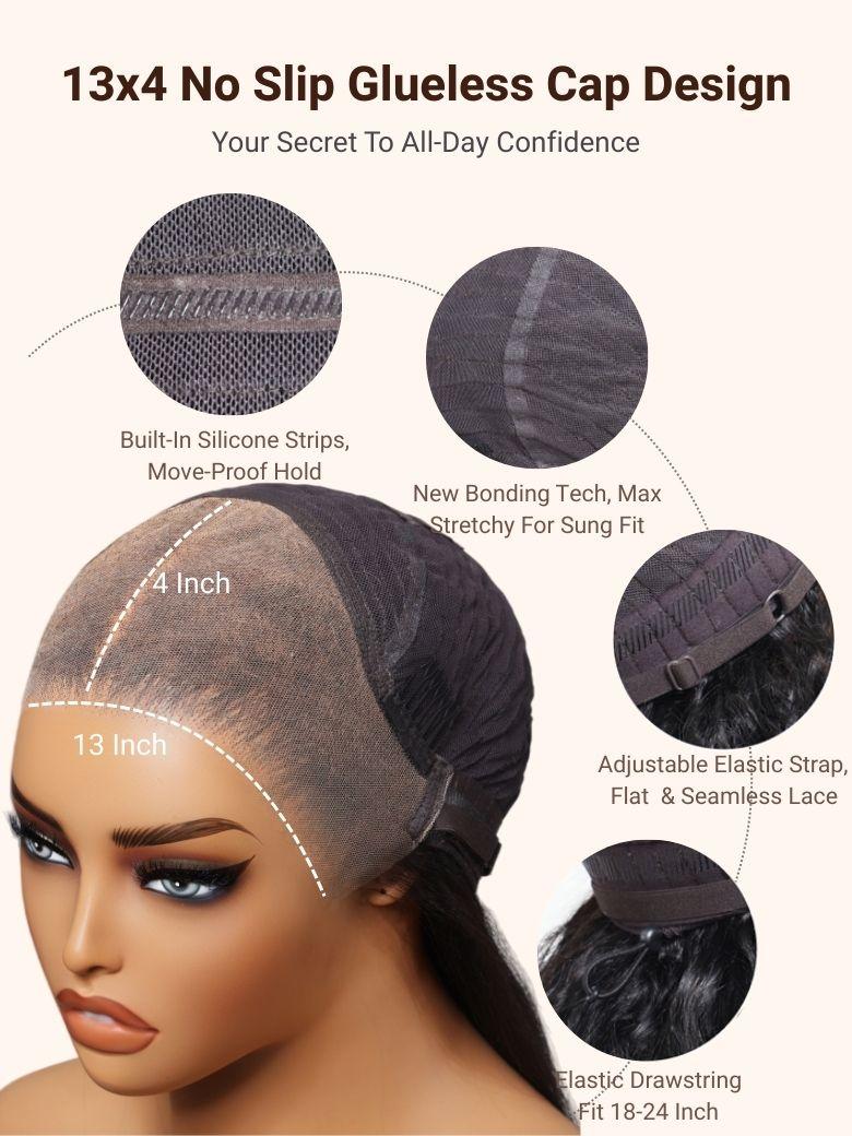 Nadula 13x4 No Slip 2 Styles in Wig From Straight to Natural Weavy Water Wave Put On And Go Glueless Human Hair Wigs