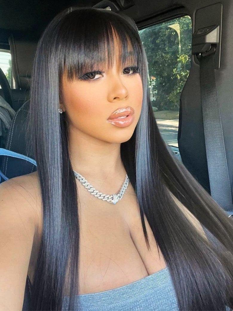 Nadula Yaki Straight Layered Wig with Bangs Glueless Human Hair