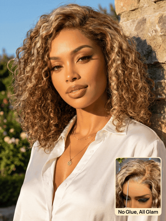 Nadula 7x5 No Slip Wig Brown With Honey Blonde Highlights