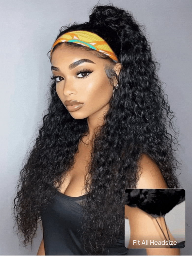 Nadula Water Wave Wigs With Headband 100% Virgin Hair Long